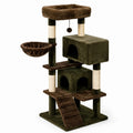 Arbre à chat en peluche et sisal marron 60x40x140 cm