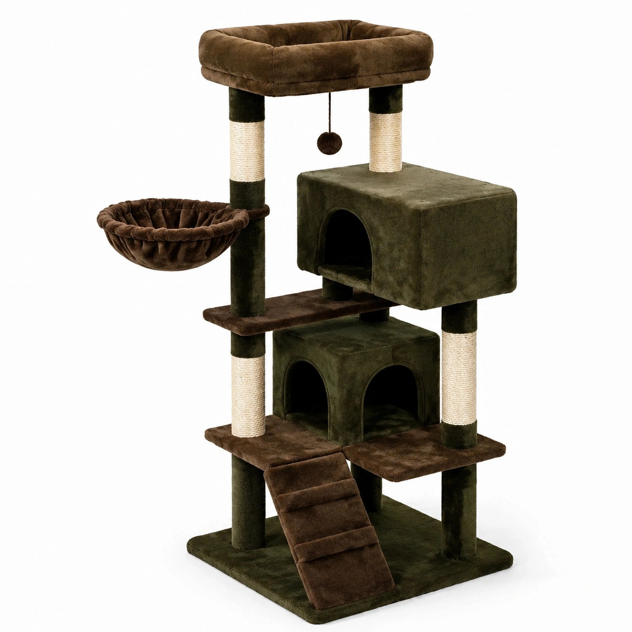 Arbre à chat en peluche et sisal marron 60x40x140 cm