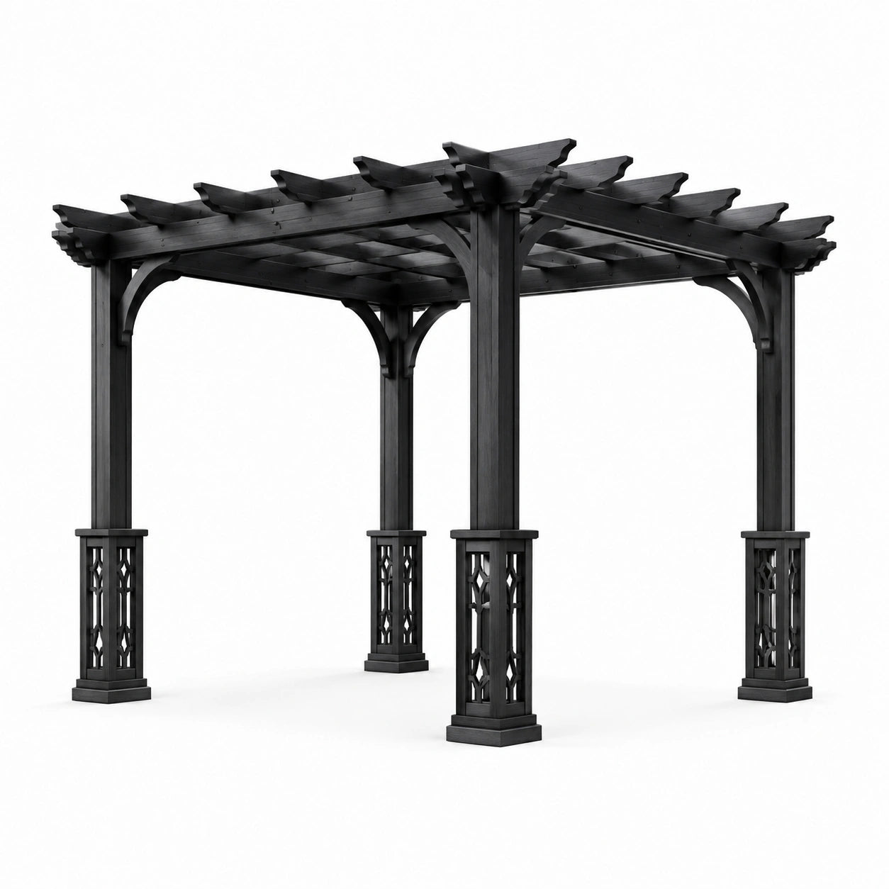 Pergola extérieure en bois noir 3m x 3m x 2.5m