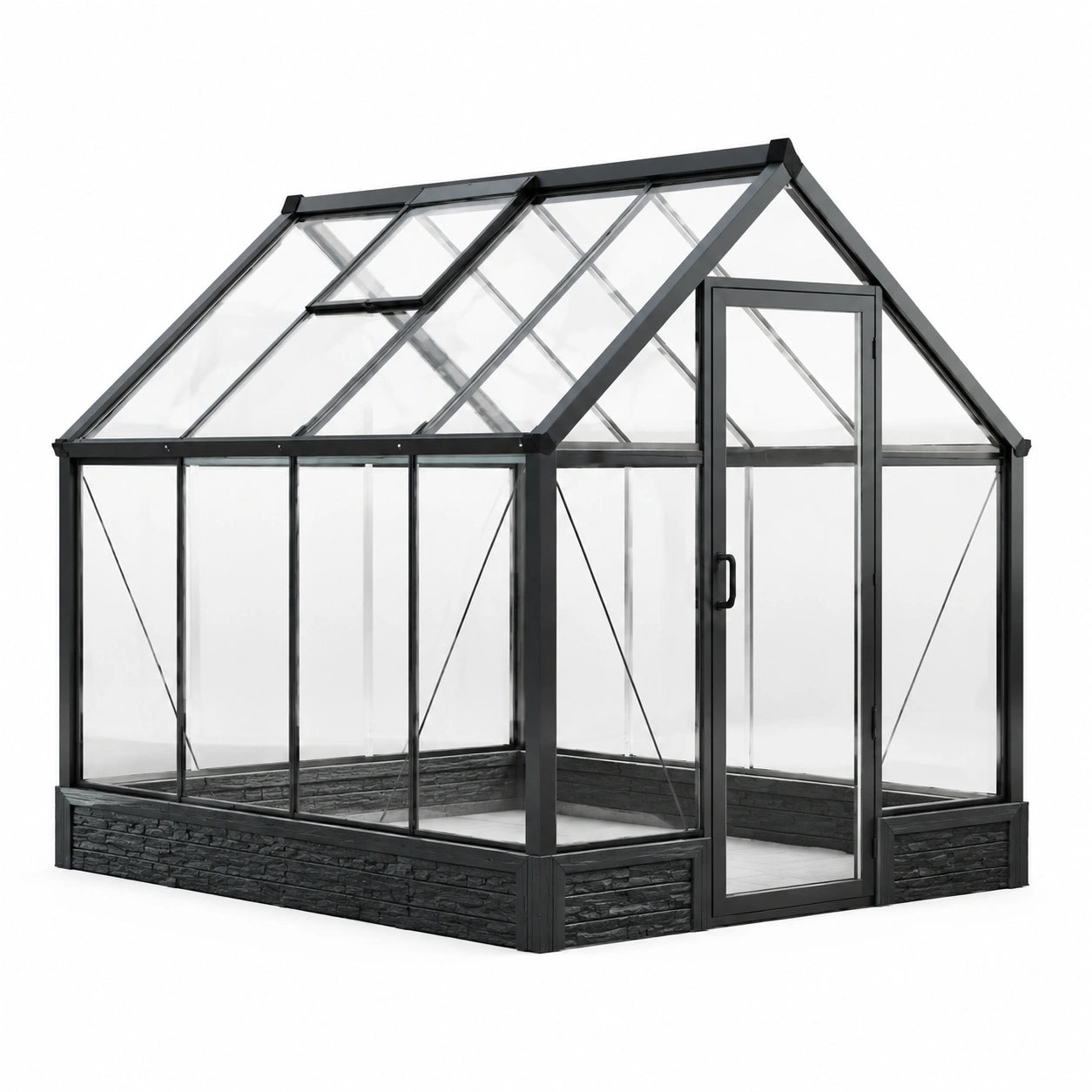 Serre en aluminium et verre trempé noir