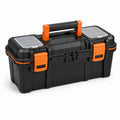 Boîte à outils en plastique noir et orange