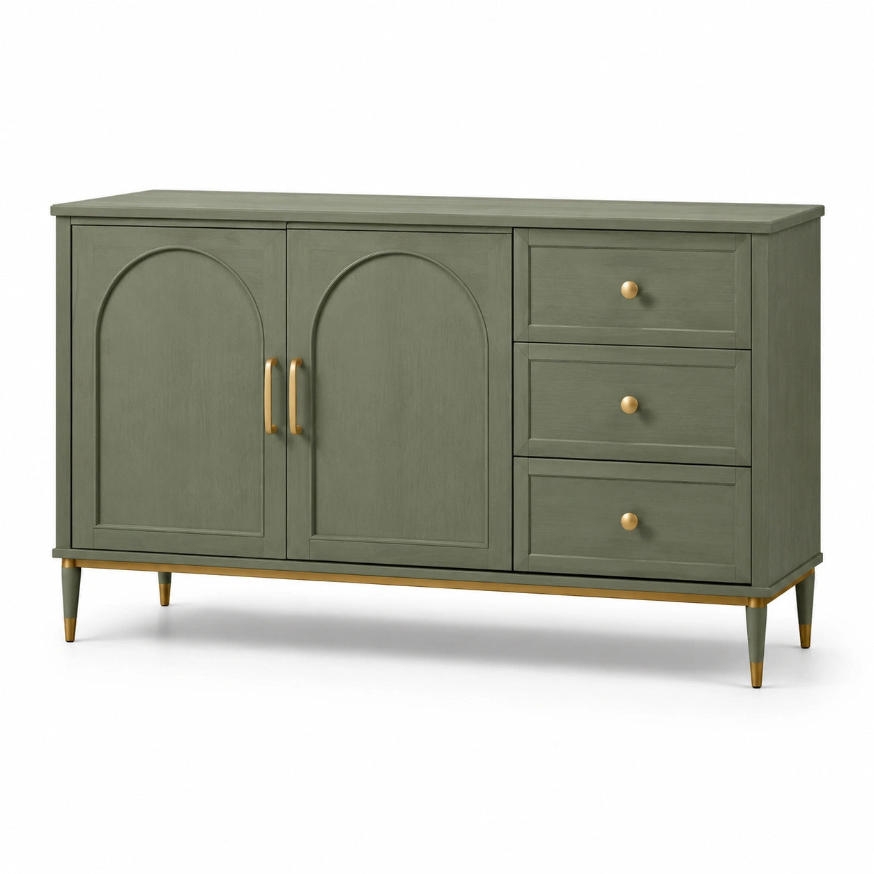 Buffet en bois avec portes et tiroirs en vert olive