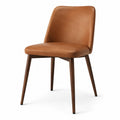 Chaise en cuir PU marron clair avec pieds en bois