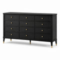 Commode en bois noir avec 12 tiroirs et détails en laiton