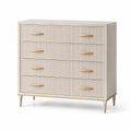 Commode en chêne beige avec poignées dorées, 80x40x100 cm