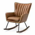 Fauteuil à bascule en cuir avec structure en métal et bois